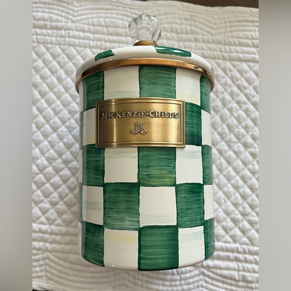 MacKenzie-Childs Emerald Check Canister medium